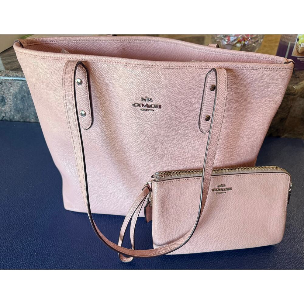Coach pink tote bag with matching wallet, matched set
